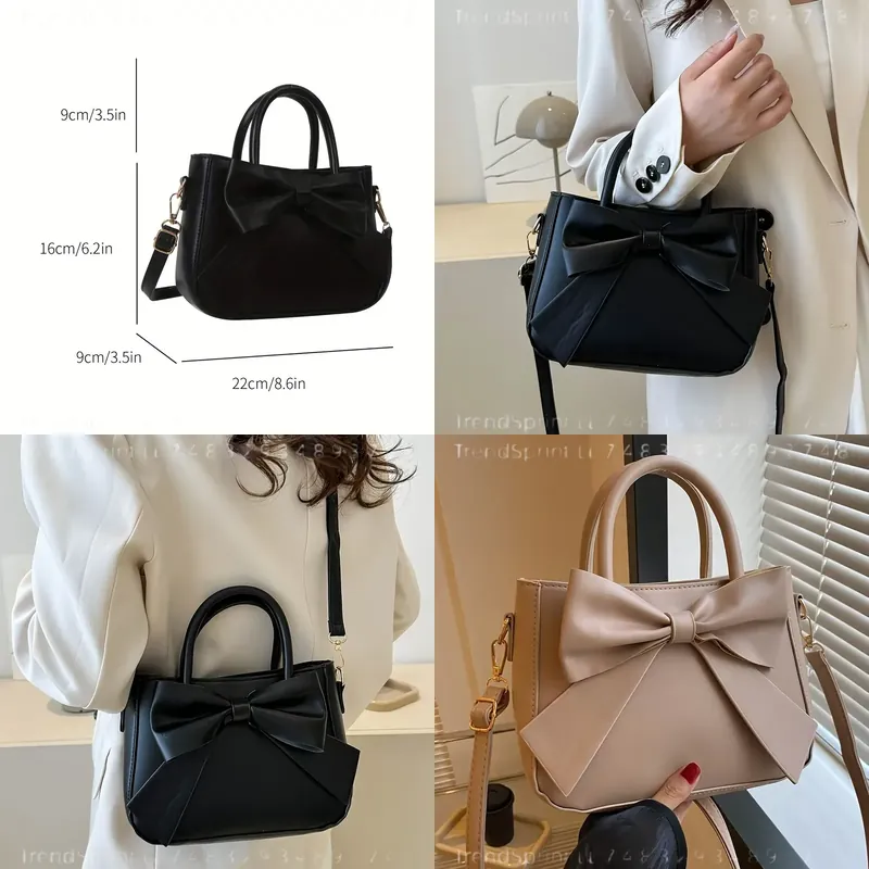 Women Bags For Work - Элегантная черная сумка с бантом для