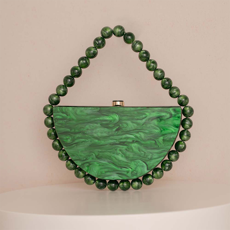 Tortoiseshell Bag Acrylic - Роскошный кошелек-клатч с жемчужной цепочкой из