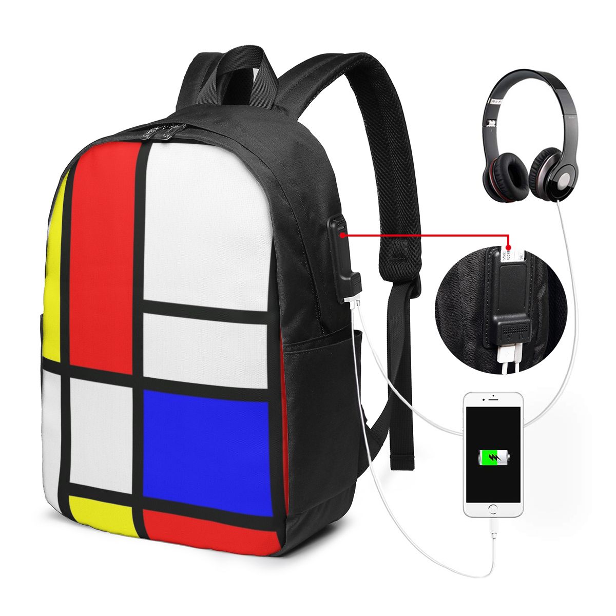 Women'S Bags - Рюкзак Piet Mondrian Composition, дорожная сумка