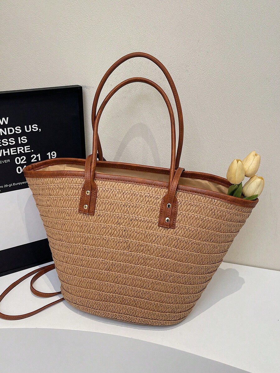 Модная вместительная плетеная  – обзор и цена Woven Straw Bag