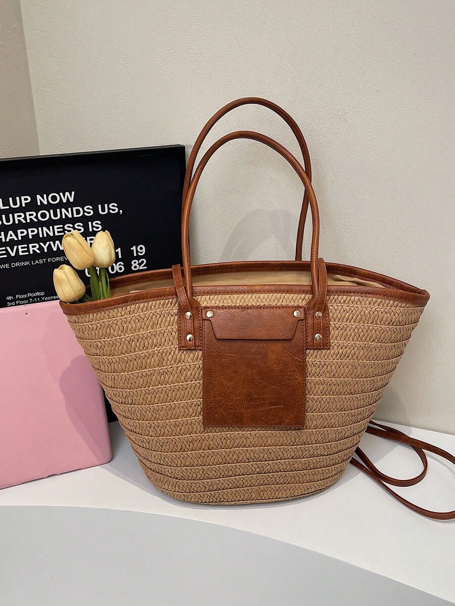 Модная вместительная плетеная  – обзор и цена Woven Straw Bag
