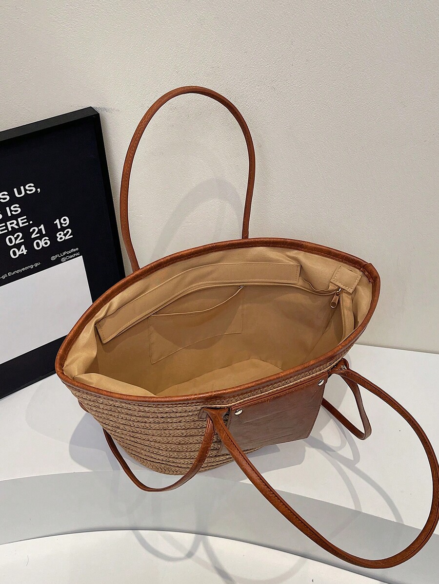 Модная вместительная плетеная  – обзор и цена Woven Straw Bag